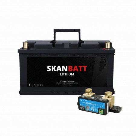 SKANBATT Lithium Batteri 12V 104AH 100A BMS (279x175x190mm) - Med Bluetooth - NYHET