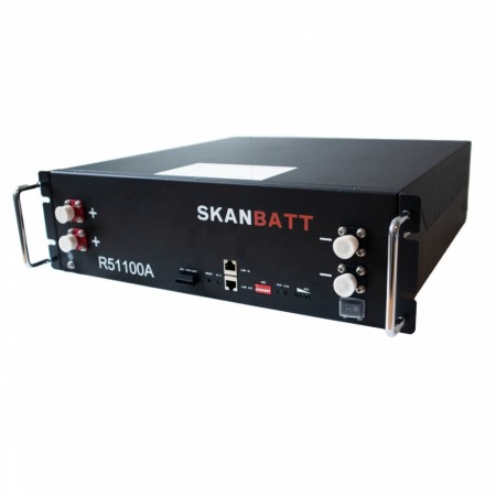 SKANBATT HEAT Lithium Batteri 51,2V 100Ah - 5,12kWh - LiFePO4 - Rackmodul 3U - Med innebygget varme.
