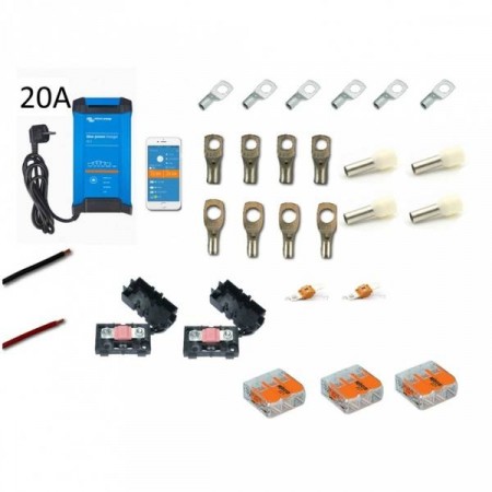 Bobil tilleggslader Victron 20A 3 kanaler med 2 kabelkit.
