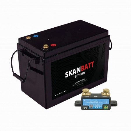 SKANBATT Lithium Batteri 12V 200AH 200A BMS (345x190x245mm) - Med Bluetooth - NYHET